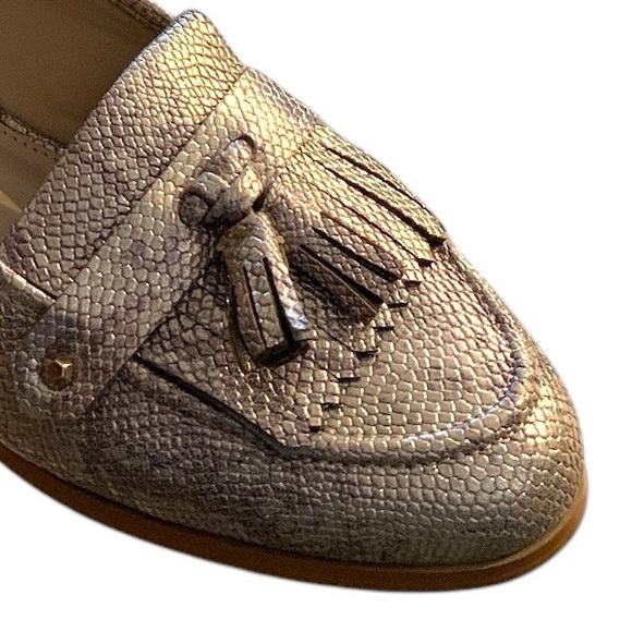 KURT GEIGER Gold Leather Snakeskin Loafers - Picture 8 of 9